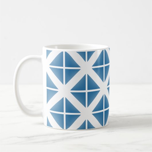 Blauw driehoekspatroon koffiemok (Links)