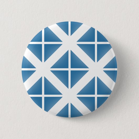 Blauw driehoekspatroon ronde button 5,7 cm (Voorkant)