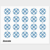 Blauw driehoekspatroon ronde sticker (Vel)