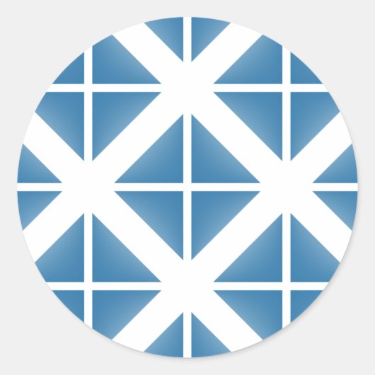 Blauw driehoekspatroon ronde sticker (Voorkant)