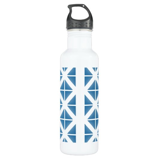 Blauw driehoekspatroon waterfles  (Achterkant)