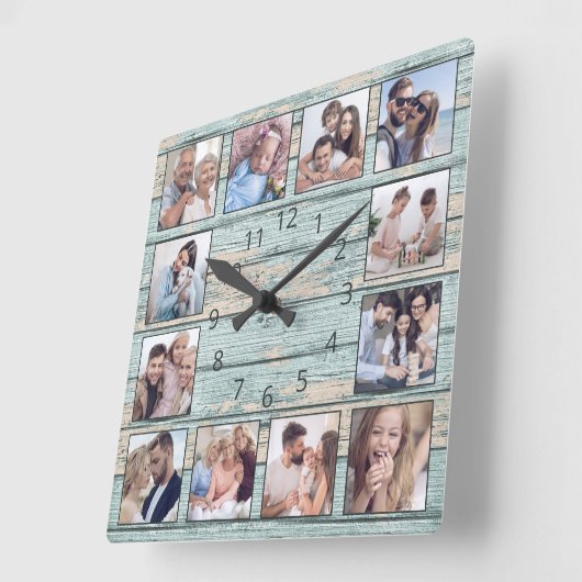 Blauw drifthout vierkante klok (Hoek)