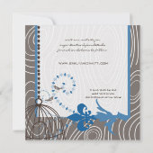 Blauw drijfhout houtnerf vogelkooi Save the Date Kaart (Achterkant)