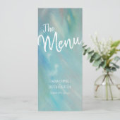 Blauw drijvende kunst modern huwelijksmenu menu (Staand voorkant)