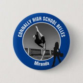 Blauw Drill Team Foto Middelbare school Danser Ronde Button 5,7 Cm (Voorkant)