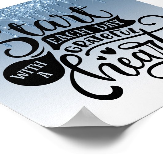 Blauw dripingelen Glitter Inspirerend Quote Poster (Hoek)