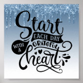 Blauw dripingelen Glitter Inspirerend Quote Poster (Voorkant)