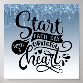 Blauw dripingelen Glitter Inspirerend Quote Poster