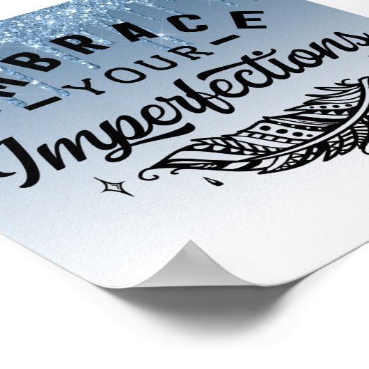 Blauw dripingelen Glitter Inspirerend Quote Poster (Hoek)