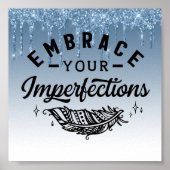 Blauw dripingelen Glitter Inspirerend Quote Poster (Voorkant)