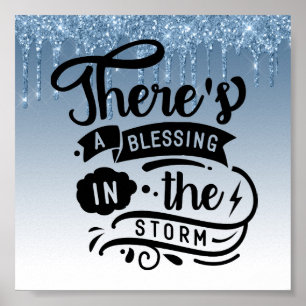 Blauw dripingelen Glitter Inspirerend Quote Poster