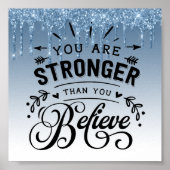 Blauw dripingelen Glitter Inspirerend Quote Poster (Voorkant)