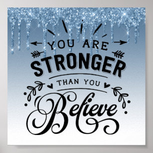 Blauw dripingelen Glitter Inspirerend Quote Poster