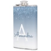 Blauw Dripping Glitter Sparkle Monogram Heupfles (Links)