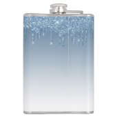 Blauw Dripping Glitter Sparkle Monogram Heupfles (Achterkant)