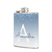 Blauw Dripping Glitter Sparkle Monogram Heupfles (Links)