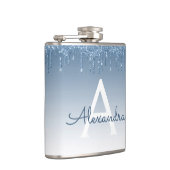 Blauw Dripping Glitter Sparkle Monogram Heupfles (Rechts)