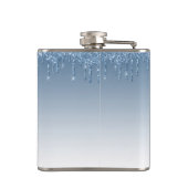 Blauw Dripping Glitter Sparkle Monogram Heupfles (Achterkant)