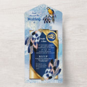 Blauw dromenvanger alles-in-één trouwkaart all in one uitnodiging (Binnen)