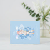 Blauw dromerig roze  briefkaart (Staand voorkant)