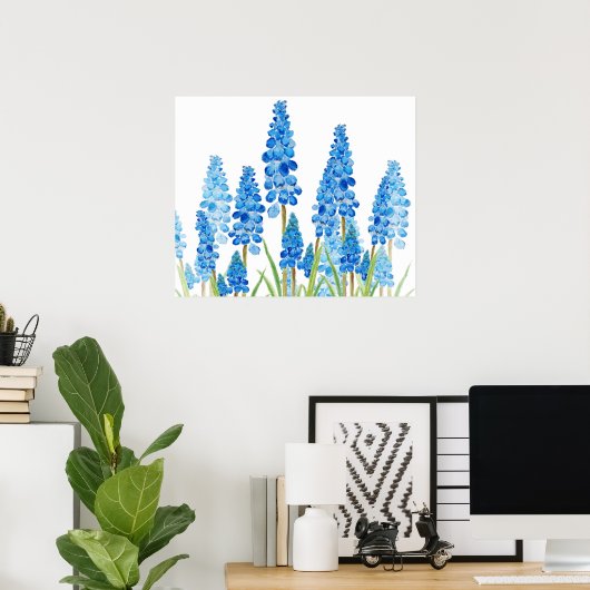 blauw-druivenhyacinetwoud poster (Thuiskantoor)