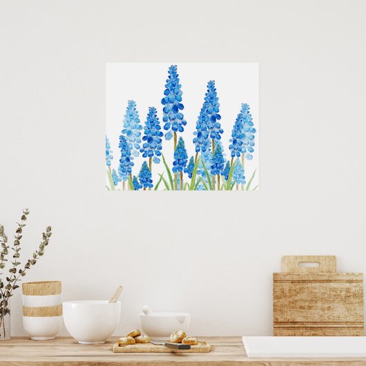 blauw-druivenhyacinetwoud poster (Keuken)