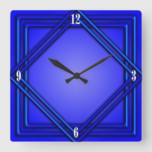 Blauw Dubbel Lijst 4 van het kobalt Witte Vierkante Klok (Voorkant)