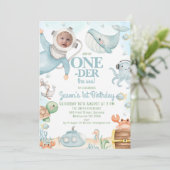 Blauw duiker onder de zee 1e verjaardag  kaart (Staand voorkant)