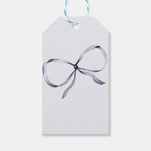 Blauw dun delicate boog cadeaulabel (Voorkant)