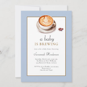 Blauw een baby is brouwende koffiekopje baby showe kaart