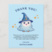 Blauw Een beetje Boo Baby shower Dank u kaart (Voorkant)