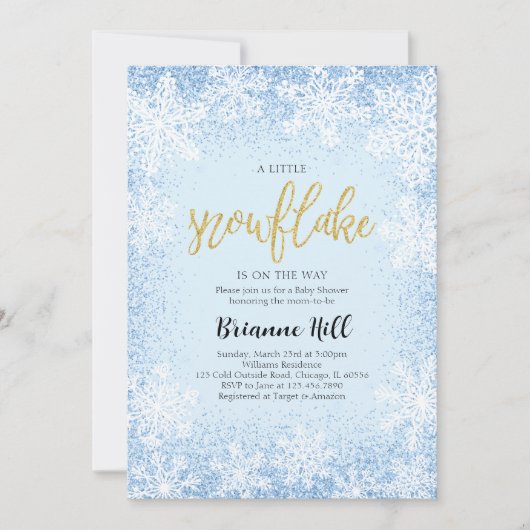 Blauw een beetje sneeuwvlok Baby shower Kaart (Voorkant)