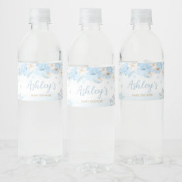 Blauw een beetje sneeuwvlok Baby shower Waterfles Etiket