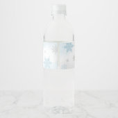 Blauw een beetje sneeuwvlok Baby shower Waterfles Etiket (Achterkant)
