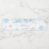 Blauw een beetje sneeuwvlok Baby shower Waterfles Etiket (Enkel label)