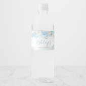 Blauw een beetje sneeuwvlok Baby shower Waterfles Etiket (Voorkant)