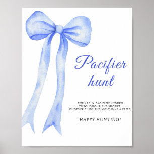 Blauw een boog - fopspeen jacht baby shower spel poster
