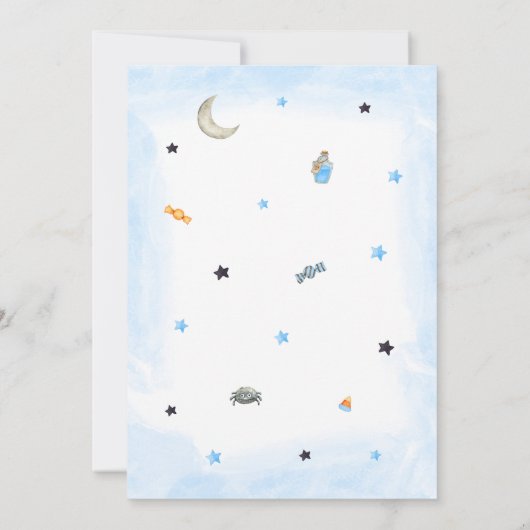 Blauw Een Klein Boe Baby Shower Kaart (Achterkant)