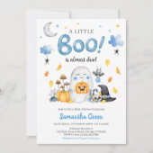 Blauw Een Klein Boe Baby Shower Kaart (Voorkant)