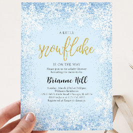 Blauw Een Klein Sneeuwvlokje Baby Shower Kaart