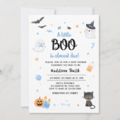 Blauw Een Kleine Boo Halloween Baby shower Kaart (Voorkant)