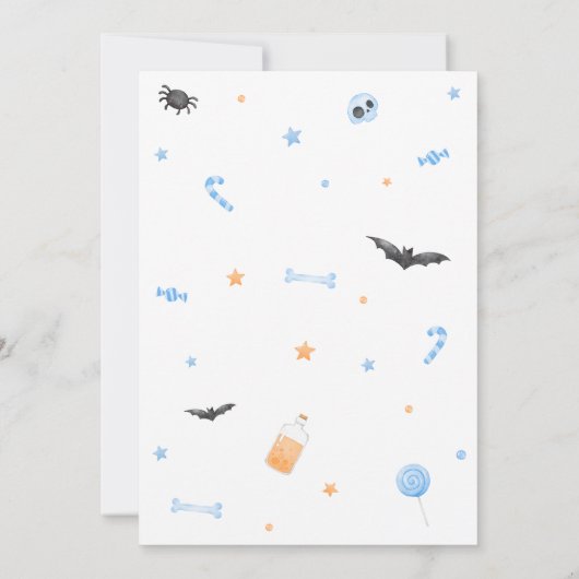 Blauw Een Kleine Boo Halloween Baby shower Kaart (Achterkant)