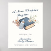 Blauw Een nieuw Chapter Book Bottle Baby shower We Poster (Voorkant)