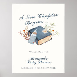 Blauw Een nieuw Chapter Book Bottle Baby shower We Poster