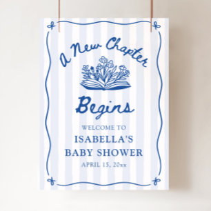 Blauw Een Nieuw Hoofdstuk Begint Baby Shower Welko Poster