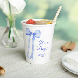 Blauw een strik Het is een jongen Baby shower Papieren Bekers