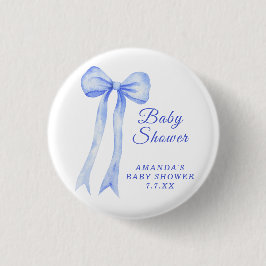 Blauw een strik Het is een jongen Baby shower Ronde Button 3,2 Cm