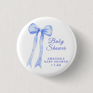Blauw een strik Het is een jongen Baby shower Ronde Button 3,2 Cm