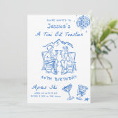 Blauw Een Tikkeltje Warmer Apres Ski Verjaardag Kaart (Staand voorkant)