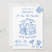 Blauw Een Tini Beetje Warmer Apres Ski Verjaardag Kaart (Voorkant)